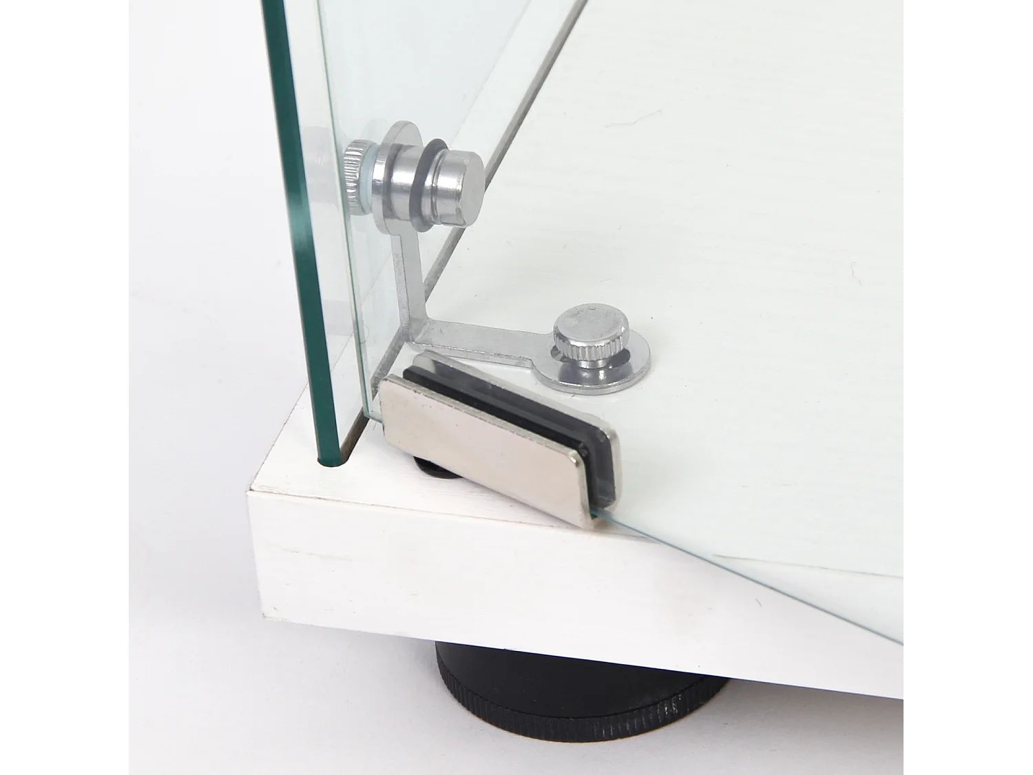 Glazen vitrinekast 42×36×125cm GARHELPER - 3 legplanken - 1 deur - Gehard glas - wit