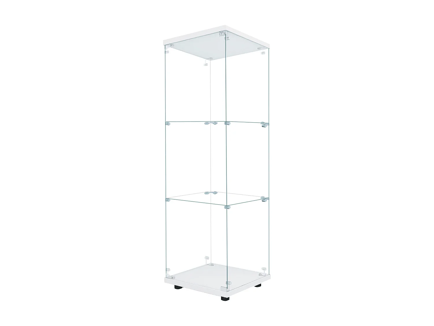 Vitrinekast van glas 42×36×125cm GARHELPER - 3 legplanken - 1 deur - Gehard glas - LED-verlichting - Zwart