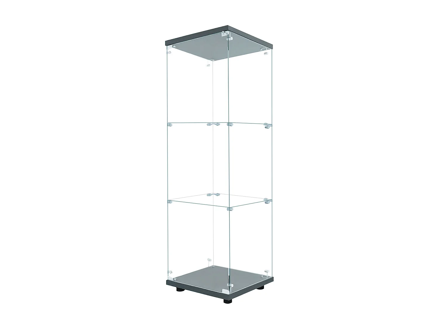 Vitrina de cristal 42×36×125cm GARHELPER - 3 estantes - 1 puerta - Cristal templado - Luz LED - Blanco