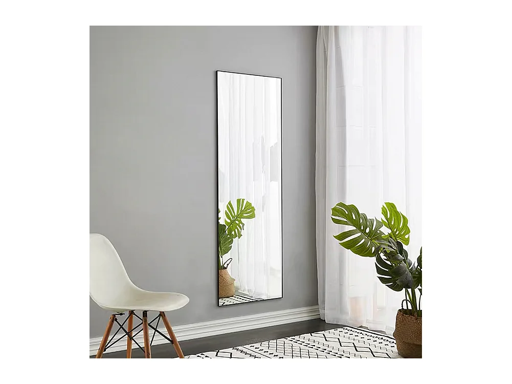 Espejo de pie rectangular con marco de metal HD Espejo de pie grande para sala de estar, dormitorio y vestidor Espejo negro 150x40cm