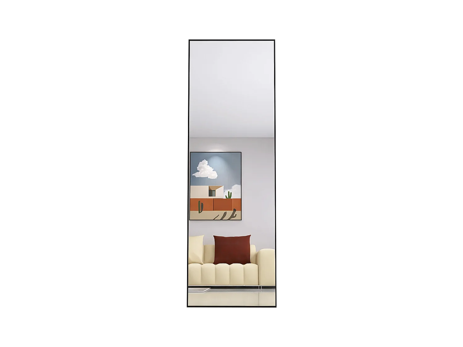 Miroir sur Pied Rectangle avec Cadre en Métal Miroir sur Pied HD Grand pour Salon, Chambre et Dressing Miroir Noir 165x60cm