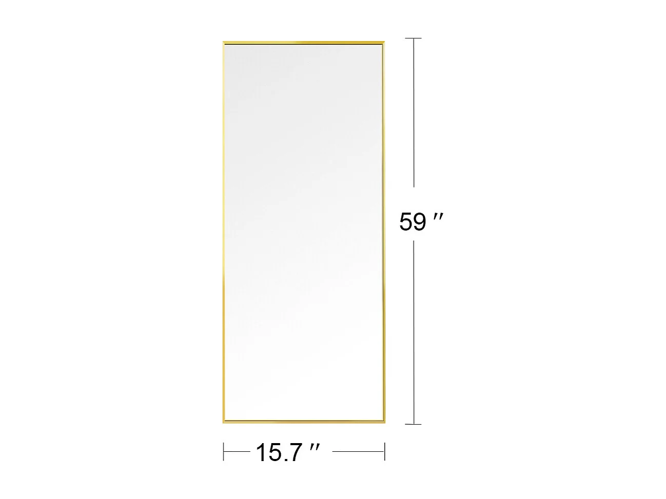 Miroir sur Pied Rectangle avec Cadre en Métal Miroir sur Pied HD Grand pour Salon, Chambre et Dressing Miroir Doré 150x40cm
