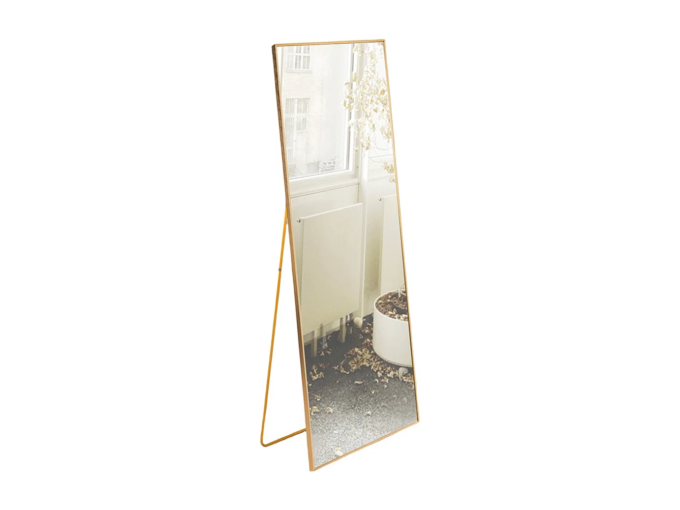 Miroir sur Pied Rectangle avec Cadre en Métal Miroir sur Pied HD Grand pour Salon, Chambre et Dressing Miroir Doré 150x40cm
