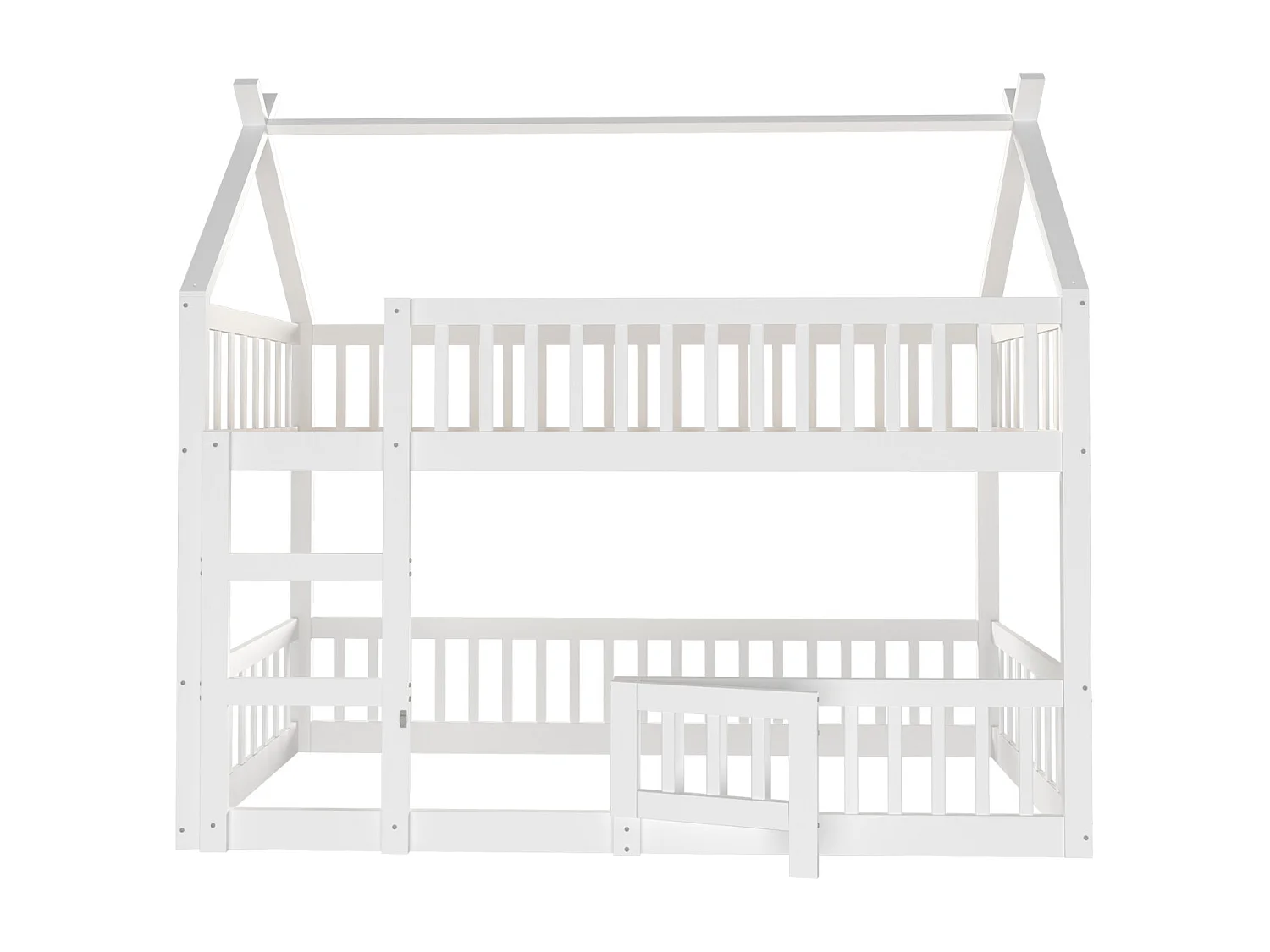 Stapelbed voor kinderen 90*200, gezinsbed voor kinderen, met trap, massief houten stapelbedframe, wit