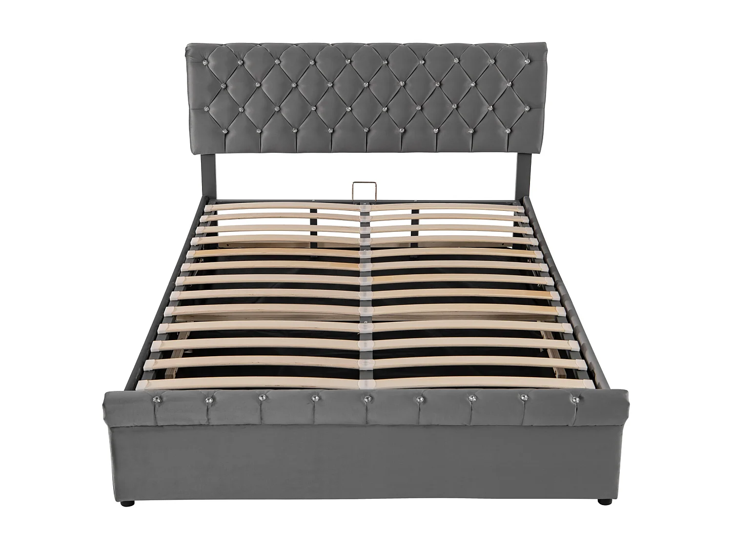 lit simple 140x200,tête de lit réglable en hauteur,velours flocon de neige, gris