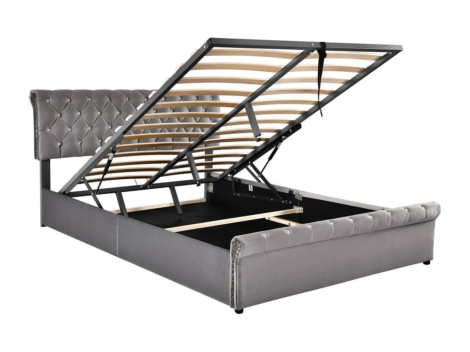 lit simple 140x200,tête de lit réglable en hauteur,velours flocon de neige, gris