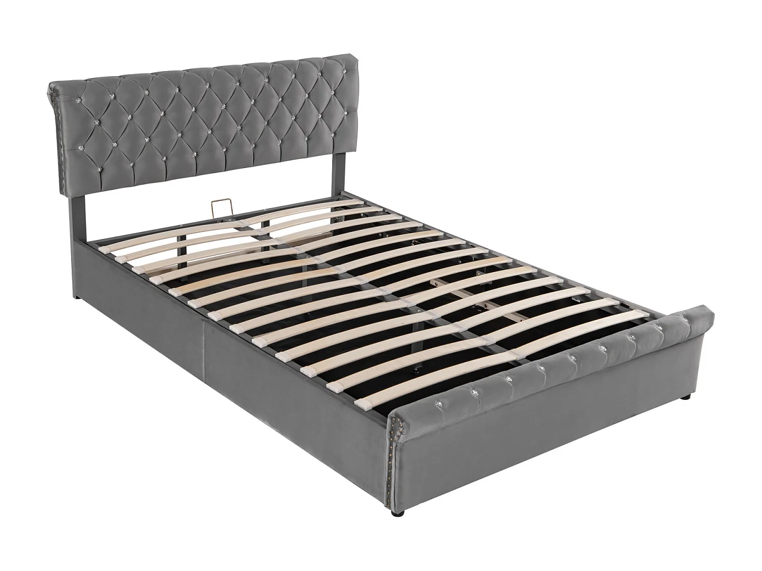 lit simple 140x200,tête de lit réglable en hauteur，velours flocon de neige, gris