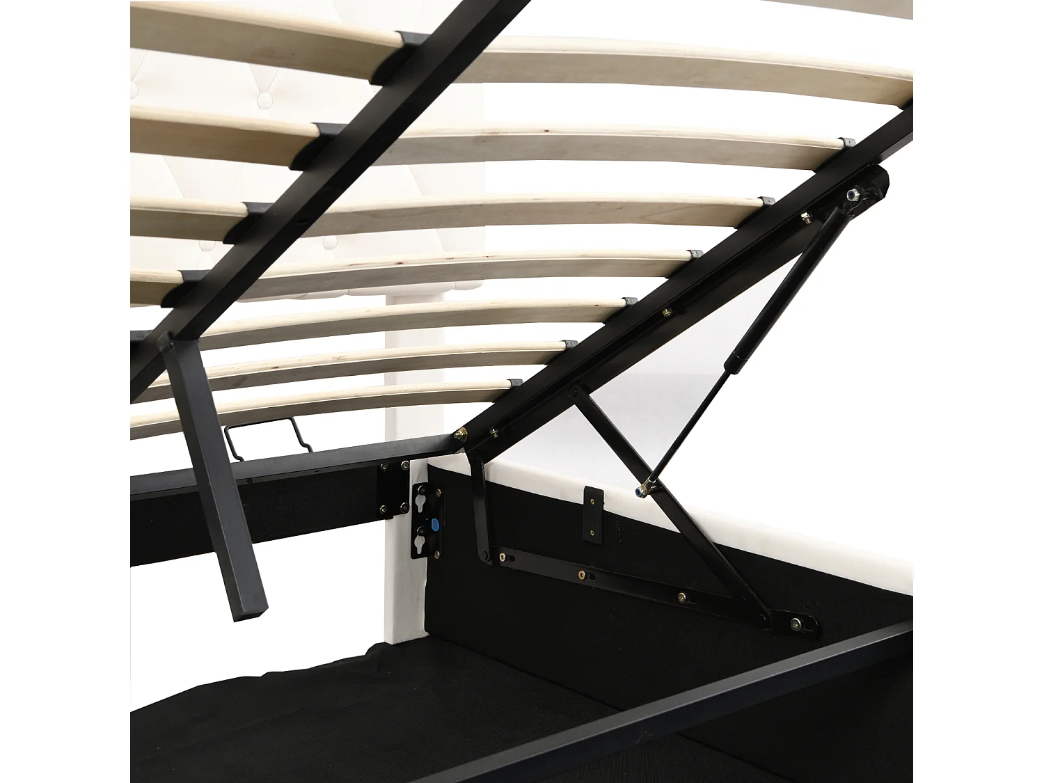 Lit adulte 140 x 200 cm avec LED. en similicuir. blanc