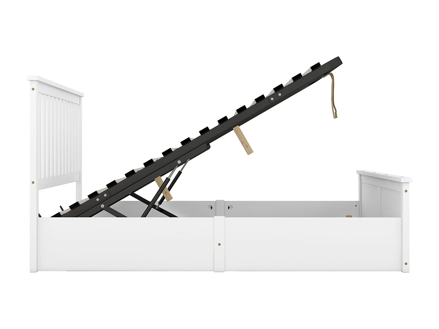 Tweepersoonsbed van hout 140x200cm met lattenbodem en opbergruimte voor kinderen, tieners, volwassenen, eenvoudig te monteren, wit