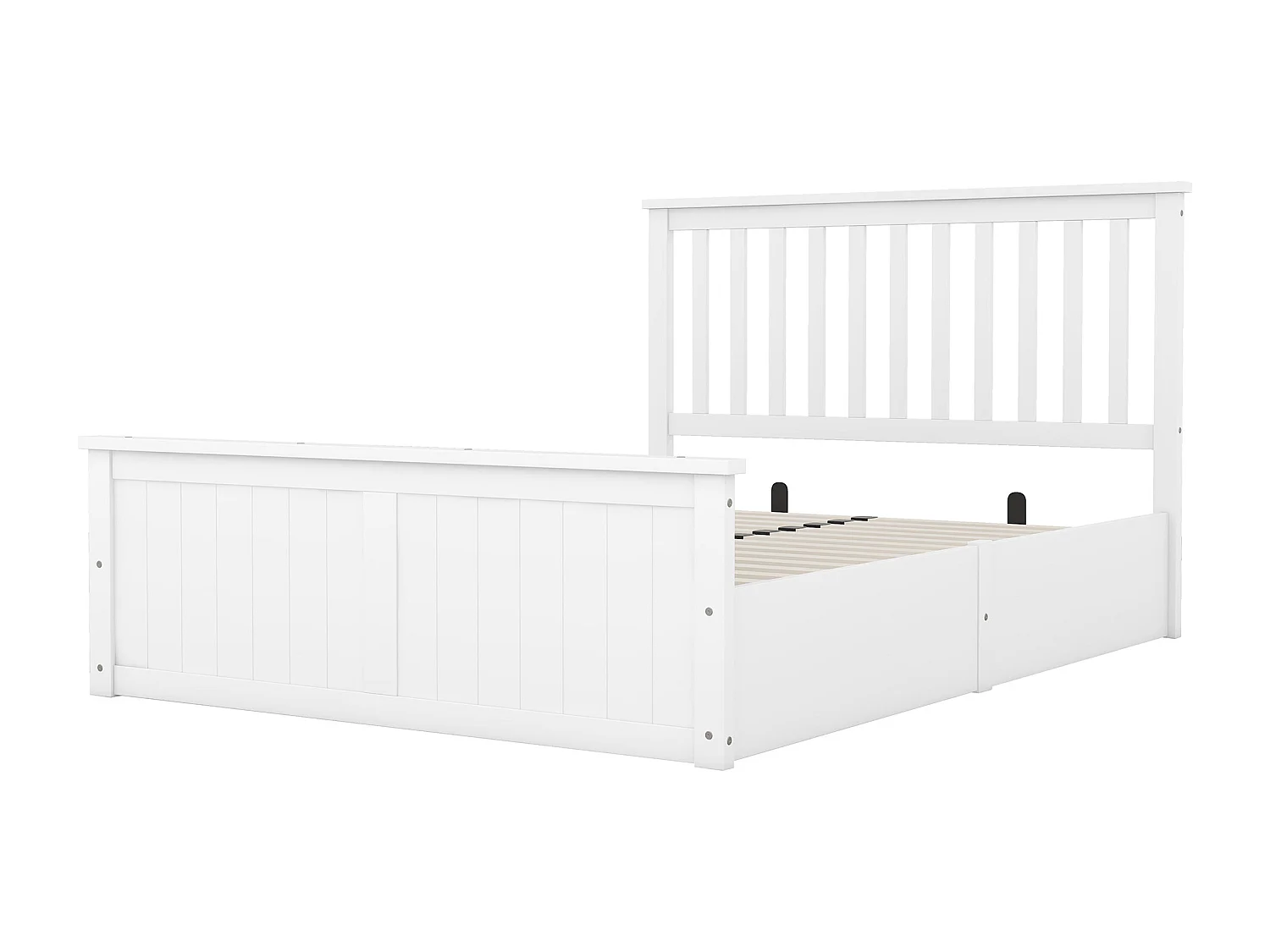 Tweepersoonsbed van hout 140x200cm met lattenbodem en opbergruimte voor kinderen, tieners, volwassenen, eenvoudig te monteren, wit