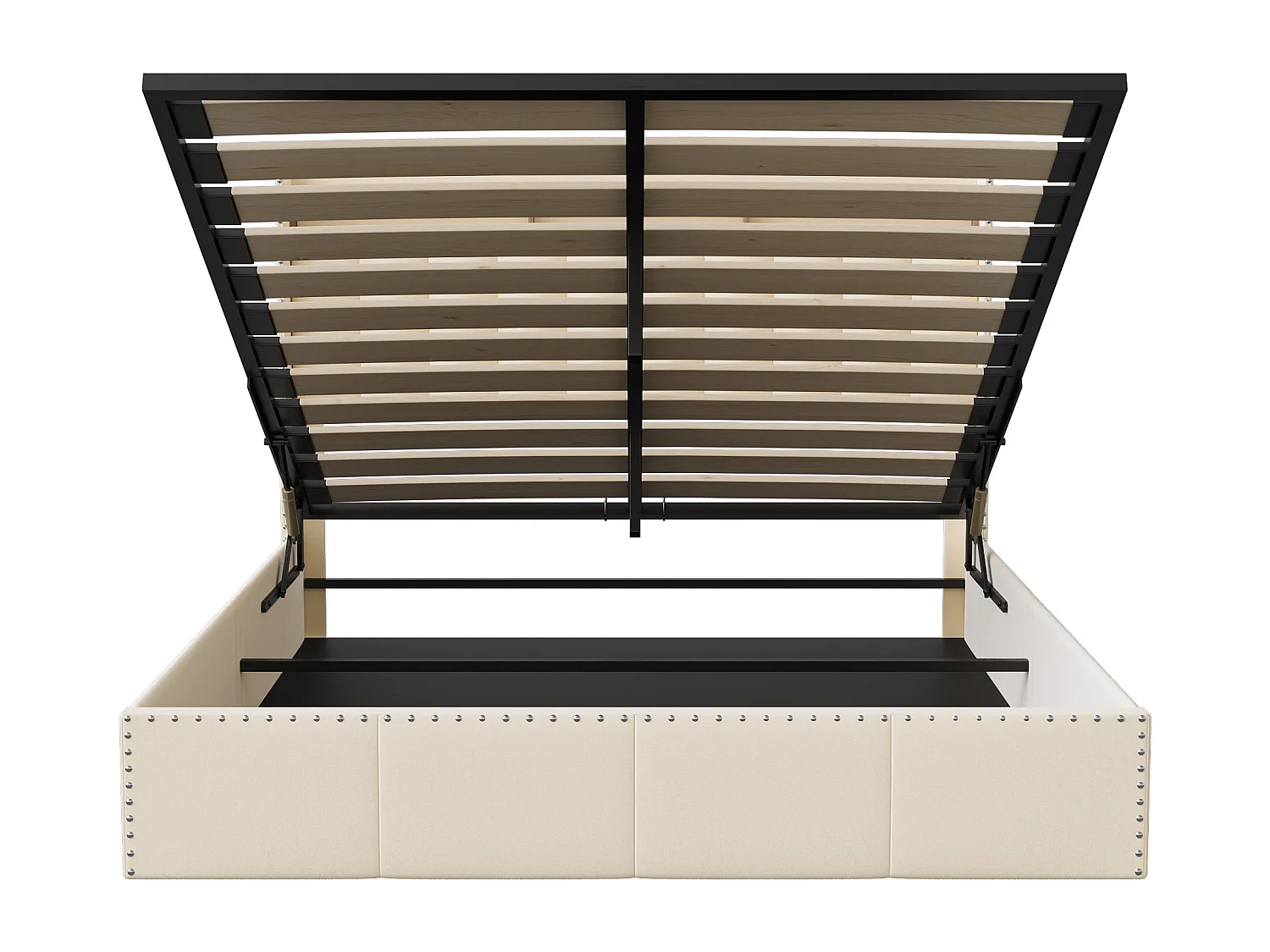 Lit Coffre 140×200cm, Lit Rembourré in Velours Beige, , Coffre de Lit Rangement, Sommier