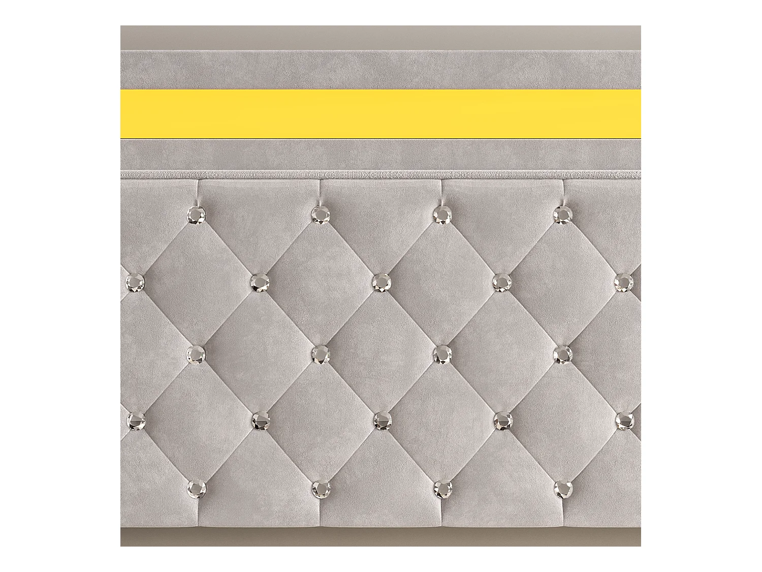 Lit coffre 160x200 cm en velours - avec LED et sommier à lattes - Lit double de rangement - avec tête de lit réglable en hauteur - Beige