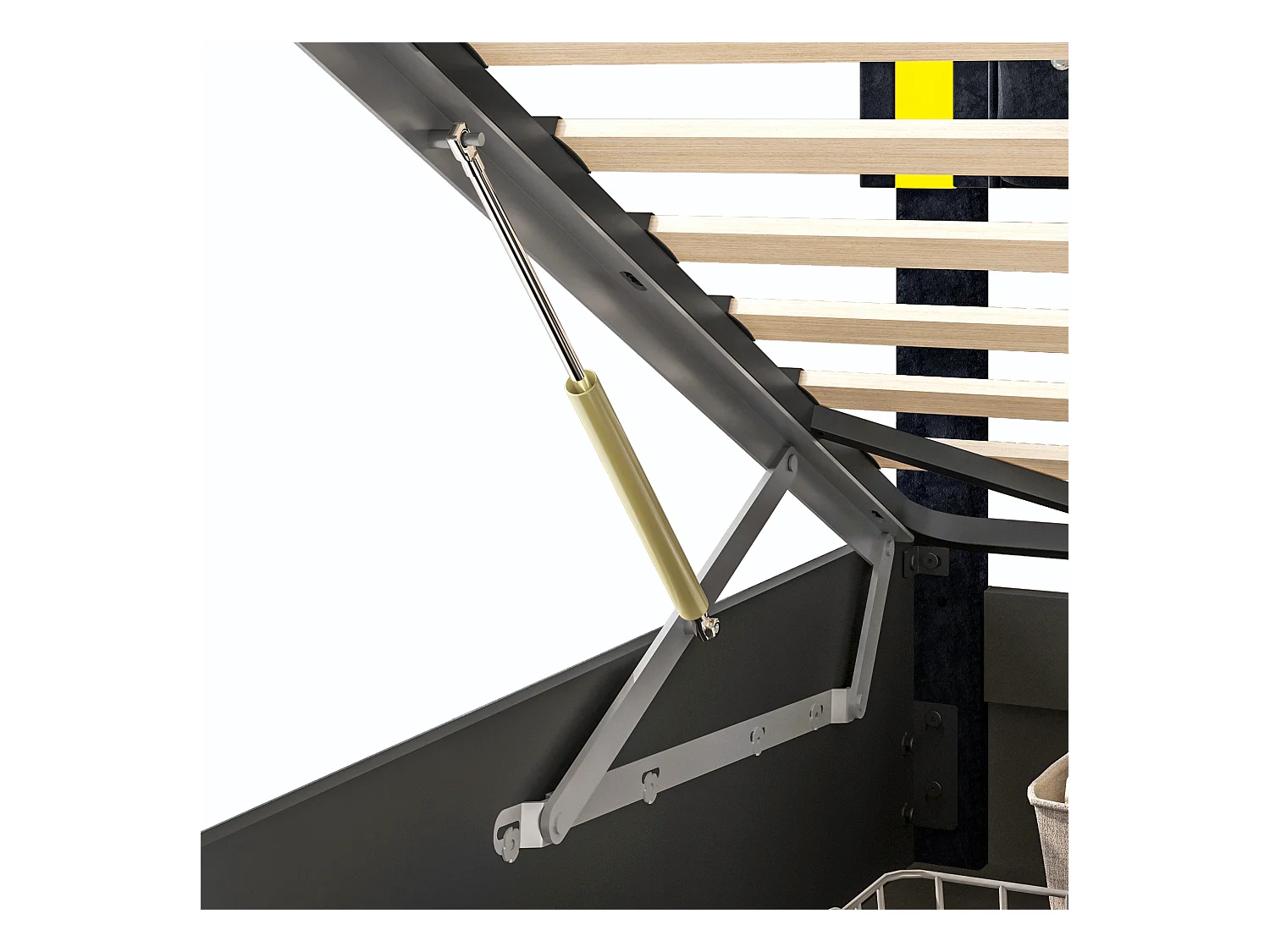 Lit coffre 160x200 cm en velours - avec LED et sommier à lattes - Lit double de rangement - avec tête de lit réglable en hauteur - Beige