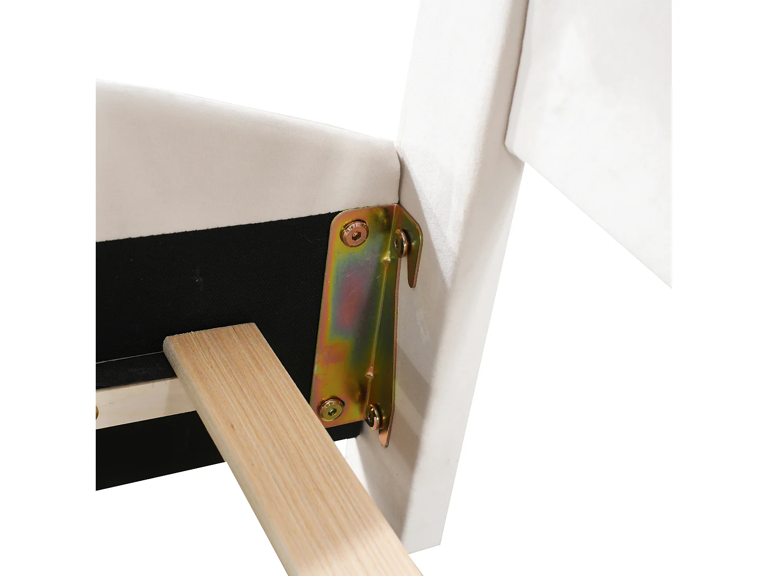 Bett 90x200cm, Beau Polsterbett in Bärenform, flaches Samt-Einzelbett mit Lattenrost und Kopfteil, ohne Matratze, weiß