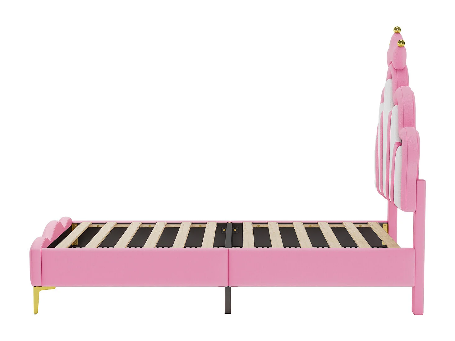 lit enfant 90x200 con sommier à lattes,lit capitonné,lit double,lit LED,rosa