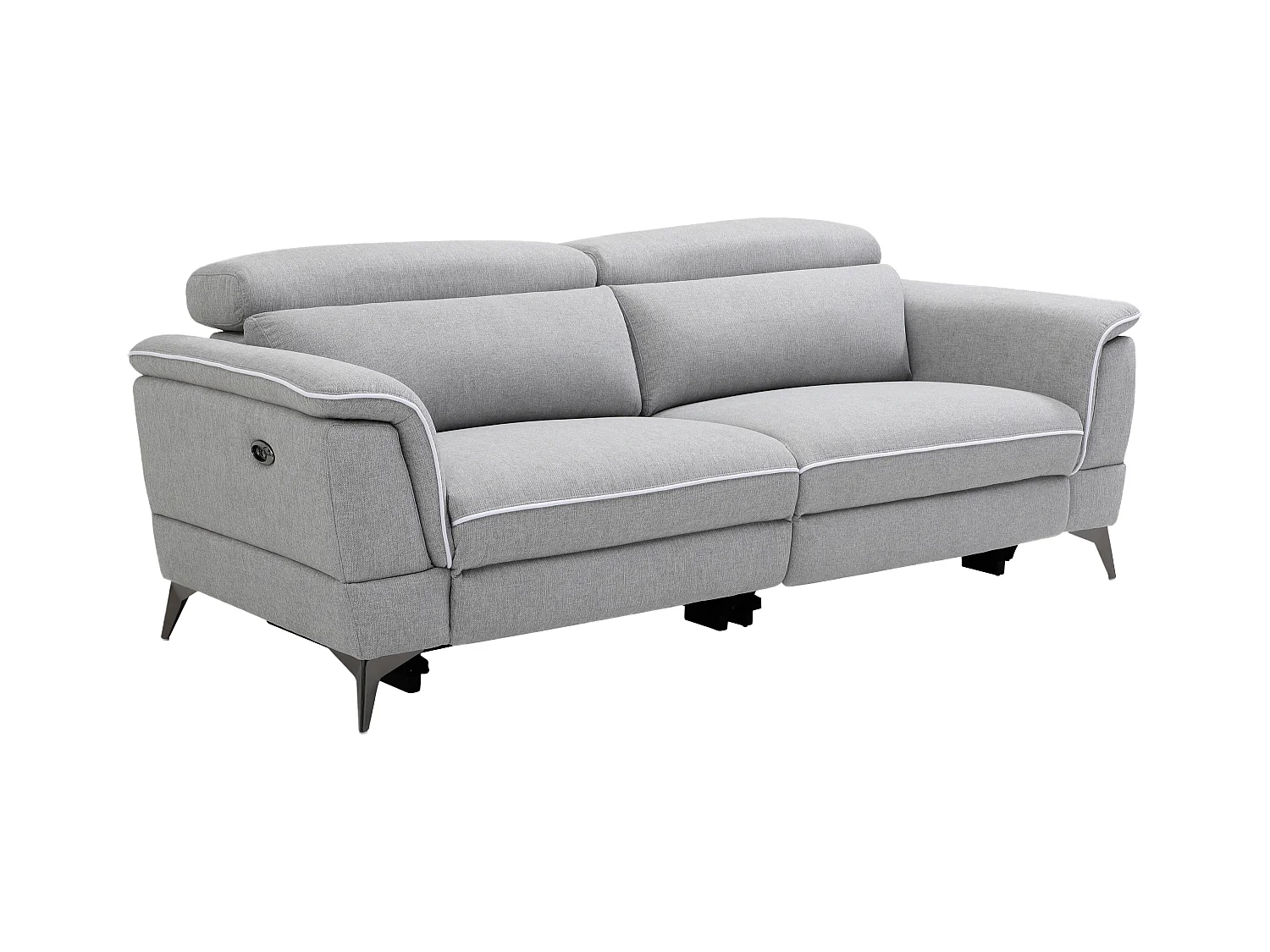 3-seters sofa med elektrisk hvilefunksjon i grått stoff MACARI