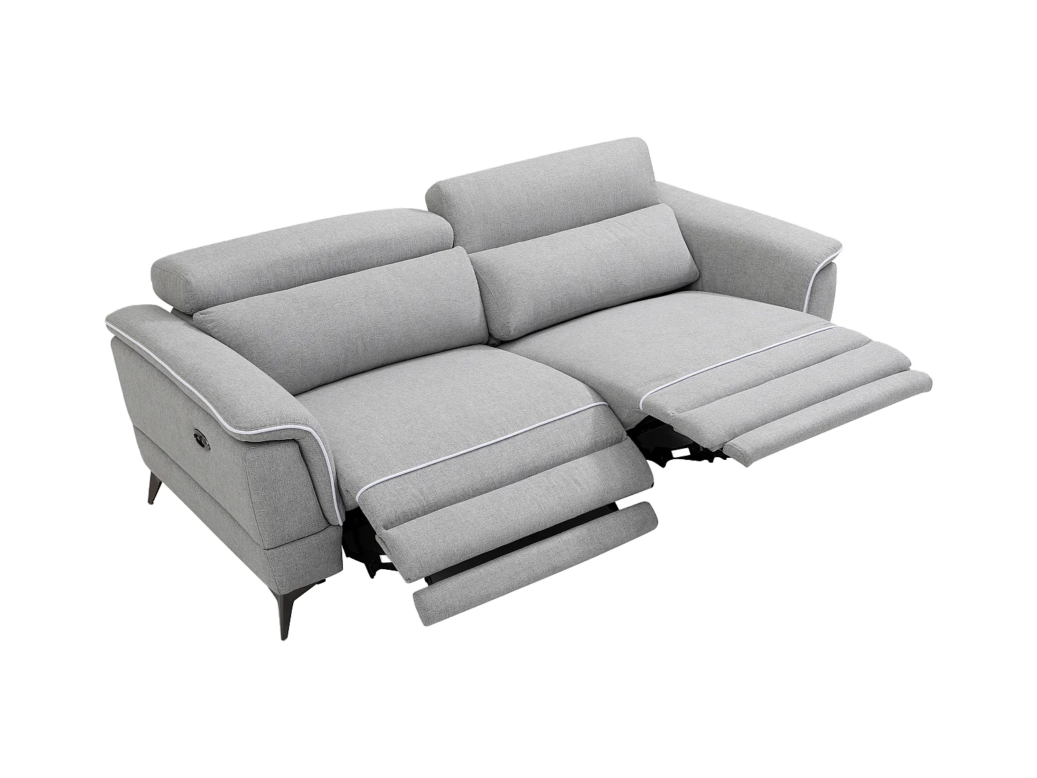 3-seters sofa med elektrisk hvilefunksjon i grått stoff MACARI