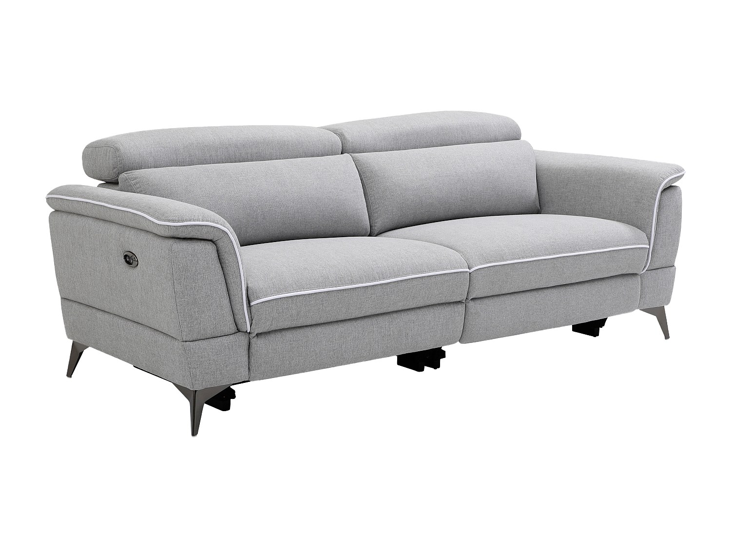 Relaxsofa elektrisch 3-Sitzer - Stoff - Grau - MACARI günstig online kaufen
