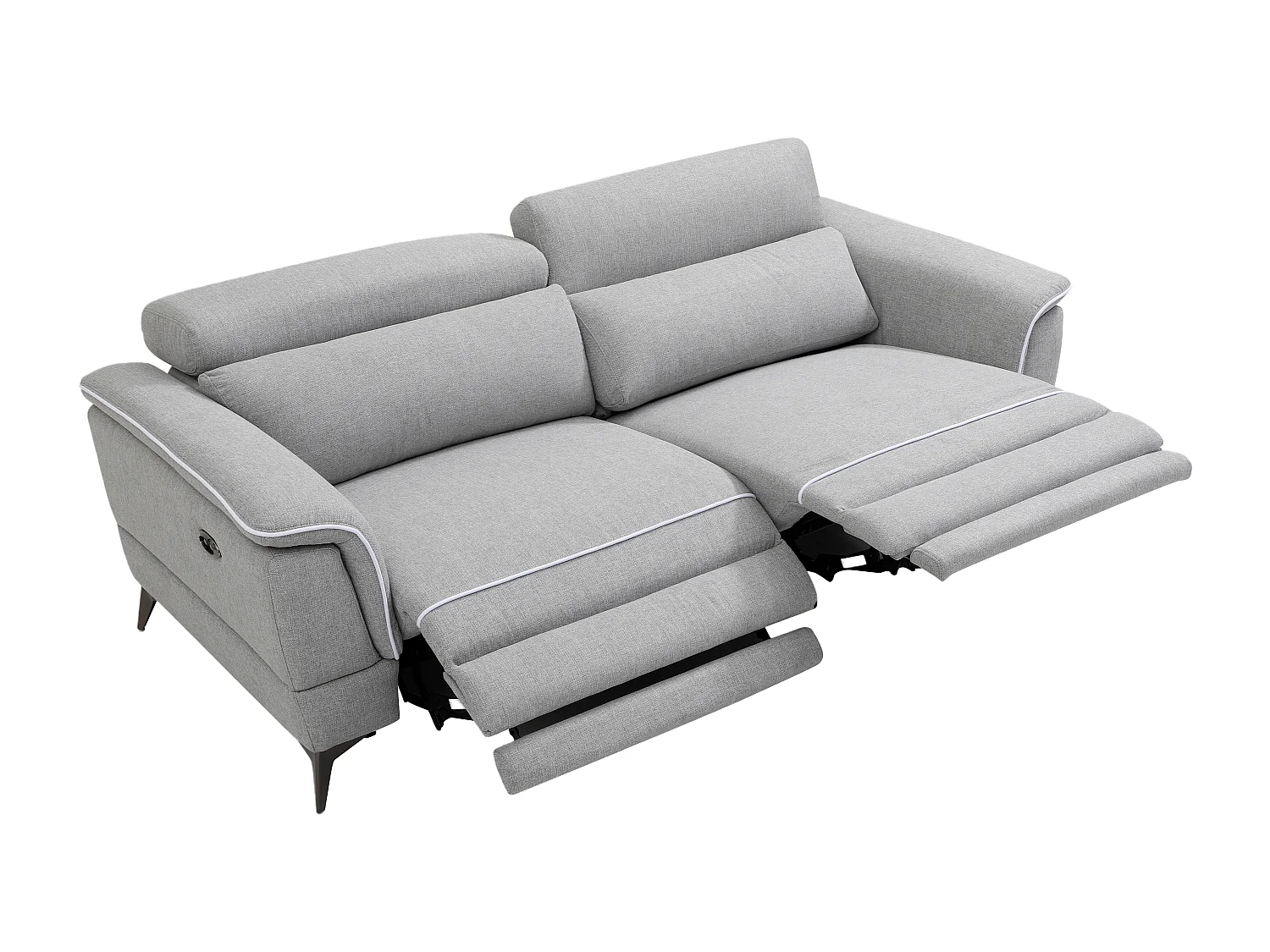 3-seters sofa med elektrisk hvilefunksjon i grått stoff MACARI