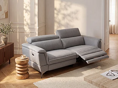 Relaxsofa elektrisch 3-Sitzer - Stoff - Grau - MACARI
