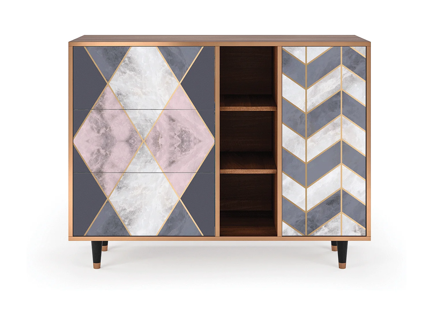 Aparador - 125x98x48 cm - BS2 - Ideal Harmony, Nogueira