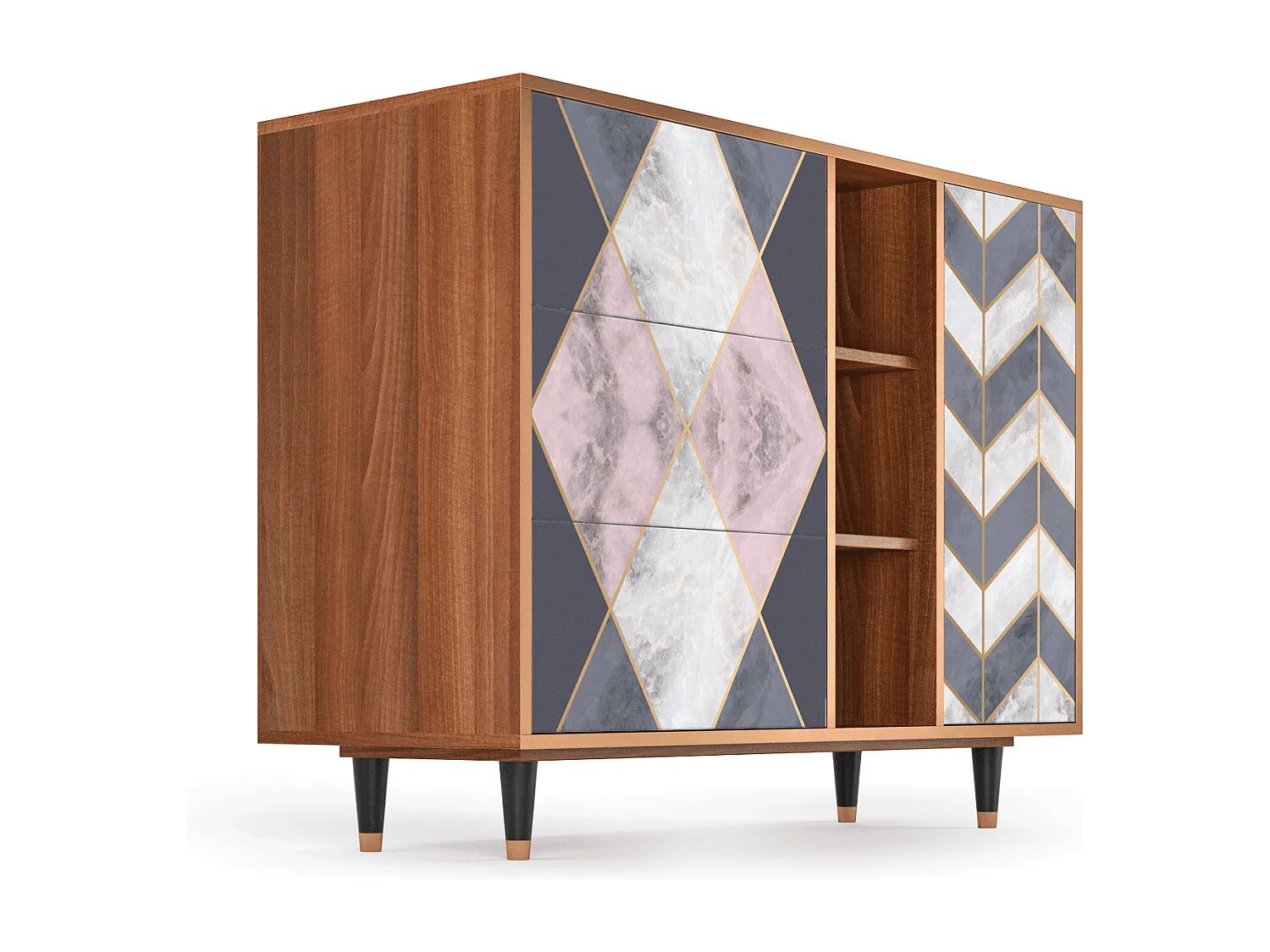 Aparador - 125x98x48 cm - BS2 - Ideal Harmony, Nogueira