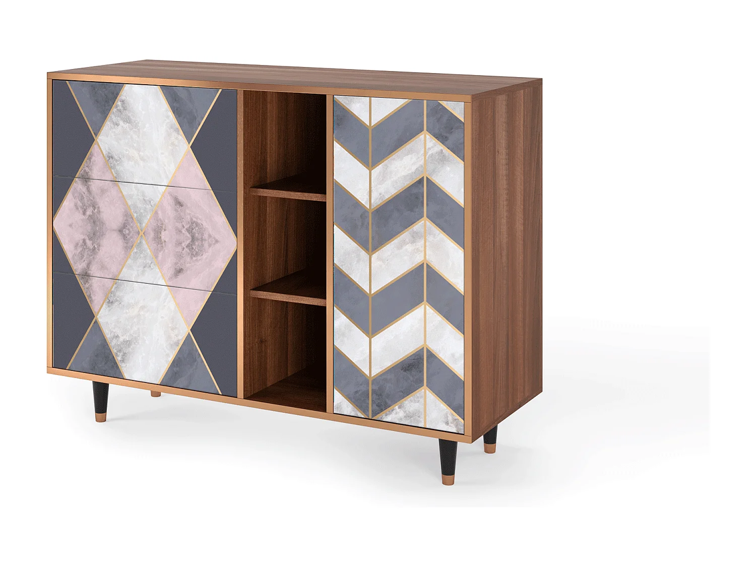 Buffet - 125x98x48 cm - BS2 - Ideal Harmony, Noyer