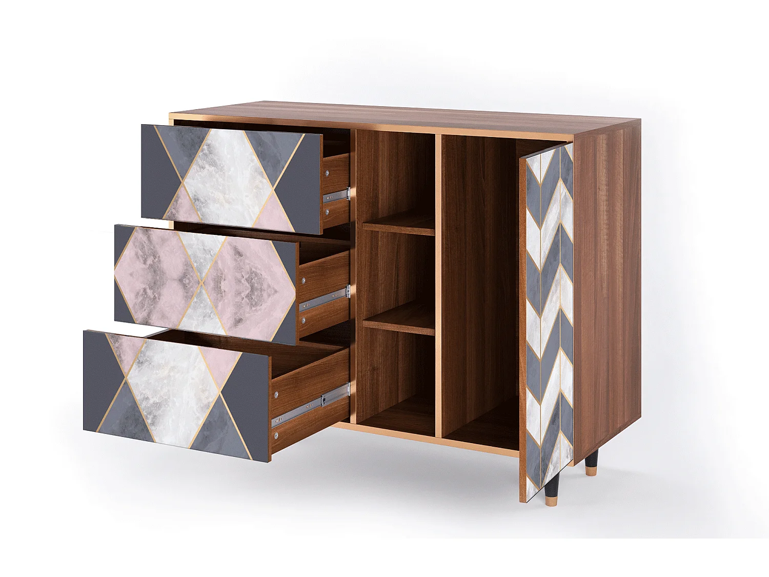 Buffet - 125x98x48 cm - BS2 - Ideal Harmony, Noyer