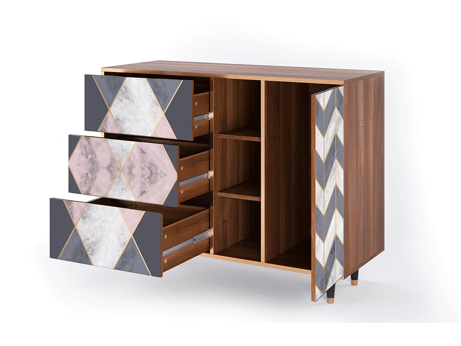 Buffet - 125x98x48 cm - BS2 - Ideal Harmony, Noyer