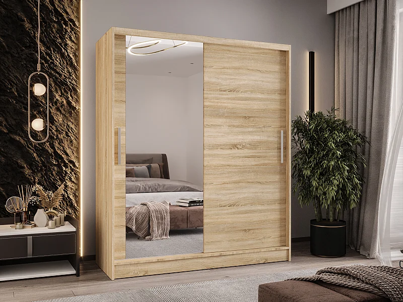 Zweitüriger Schiebeschrank mit Spiegel WIENNA W6 Sonoma