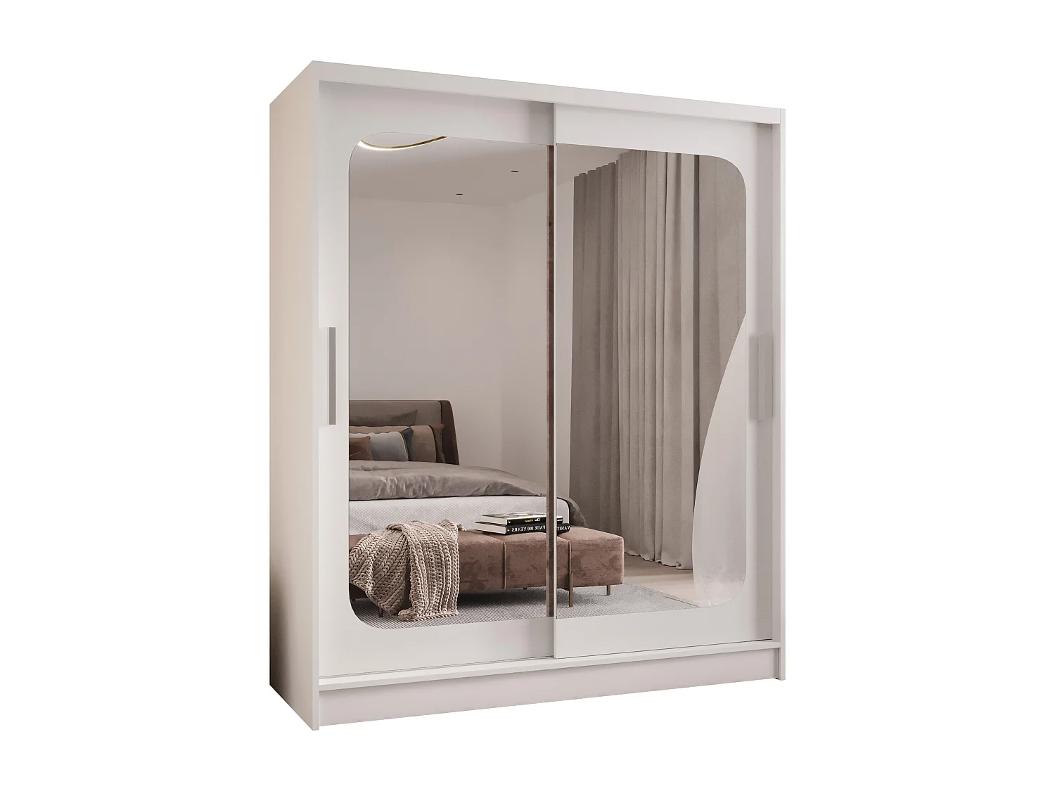 Zweitüriger Schiebeschrank mit Spiegel WIENNA W12 Weiß