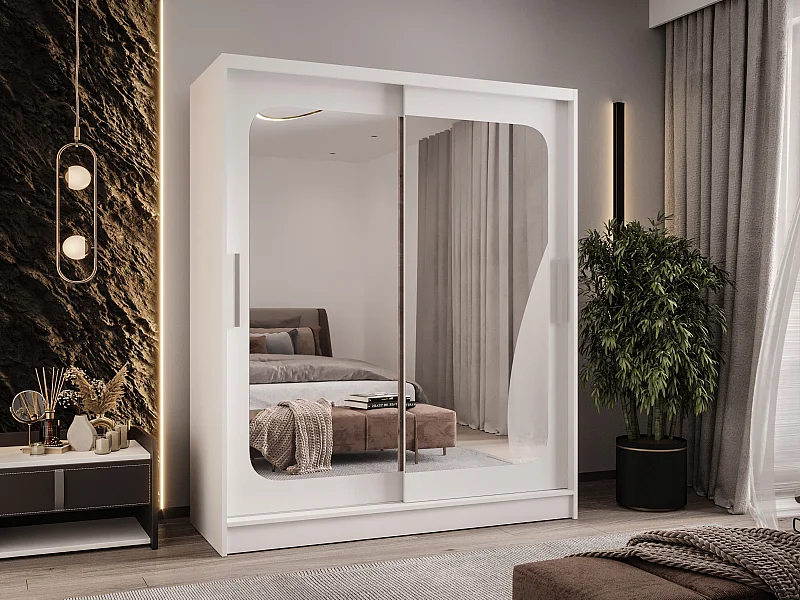 Zweitüriger Schiebeschrank mit Spiegel WIENNA W12 Weiß