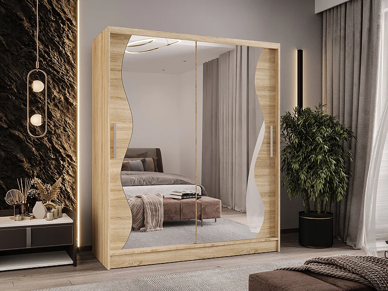 Zweitüriger Schiebeschrank mit Spiegel WIENNA WS Sonoma