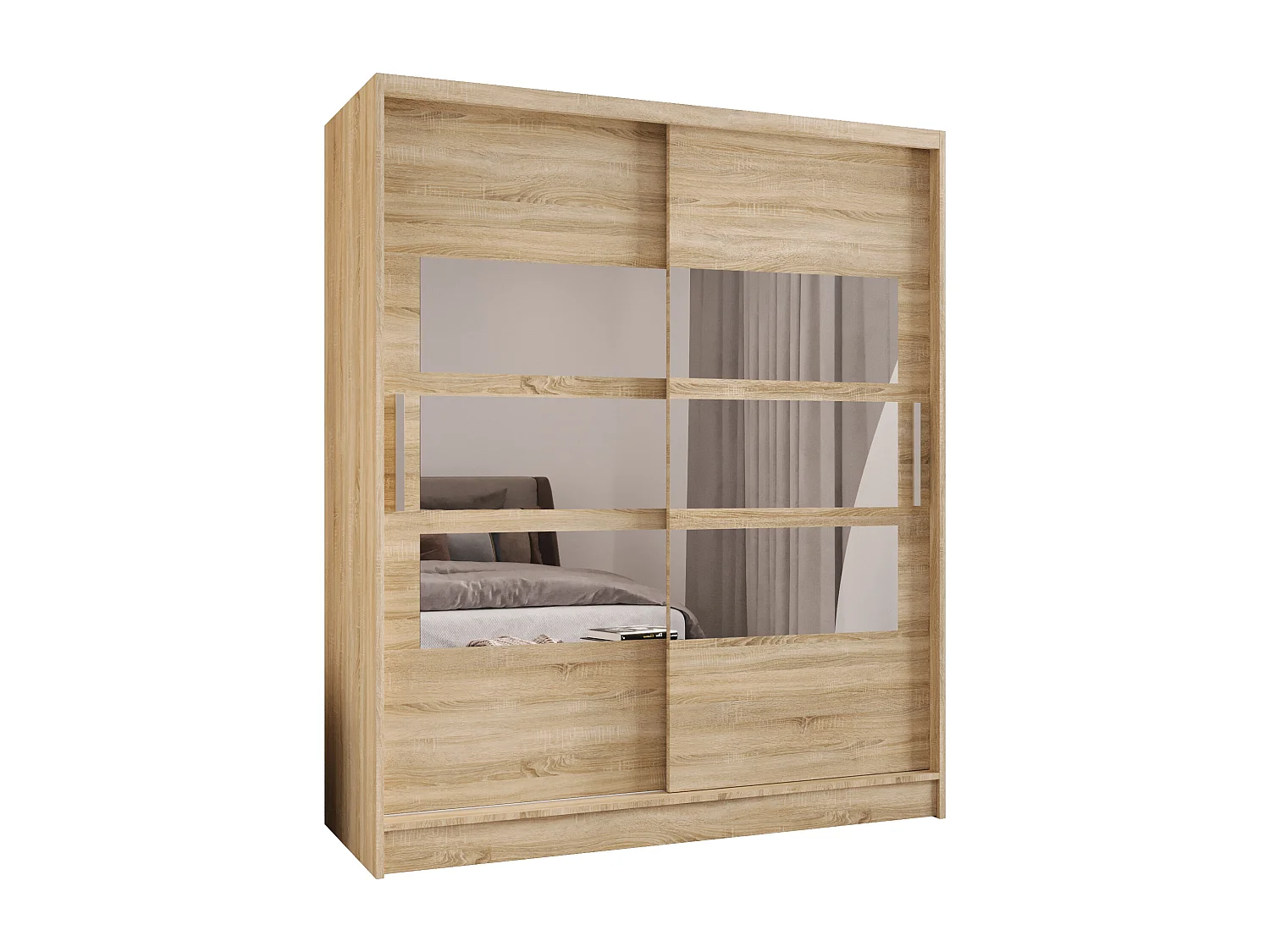 Zweitüriger Schiebeschrank mit Spiegel WIENNA W7 Sonoma