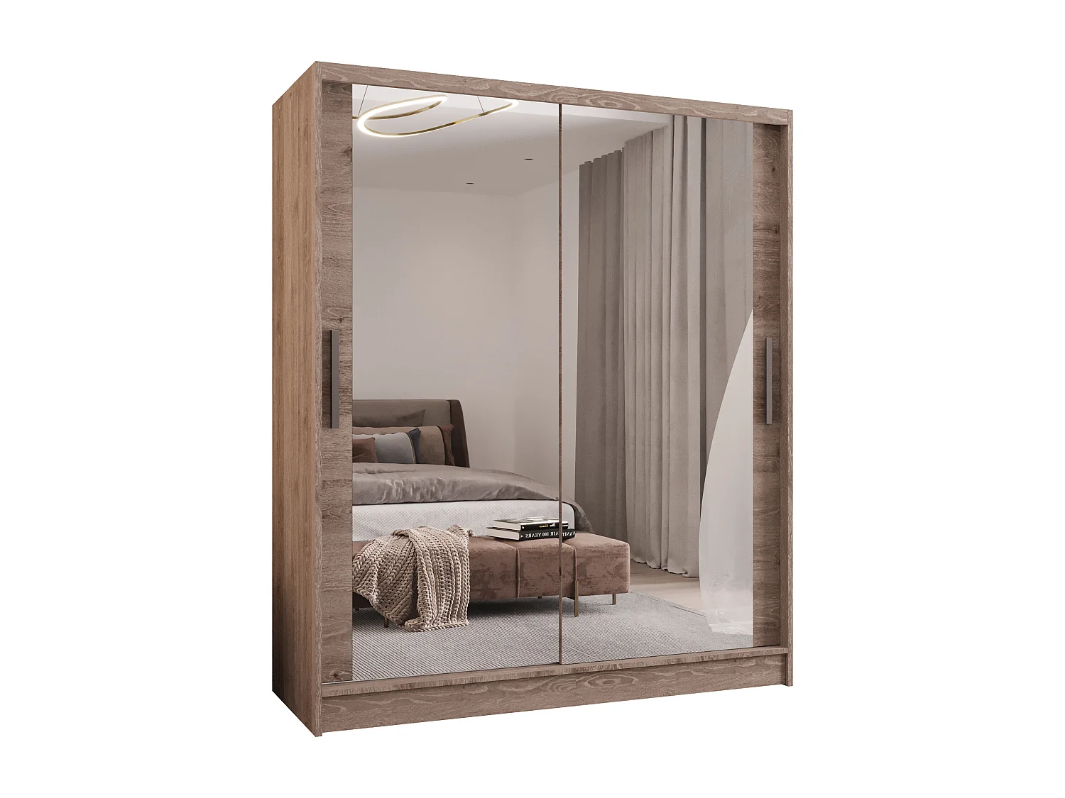 Zweitüriger Schiebeschrank mit Spiegel WIENNA W11 Truffle