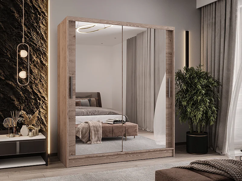 Zweitüriger Schiebeschrank mit Spiegel WIENNA W11 Truffle