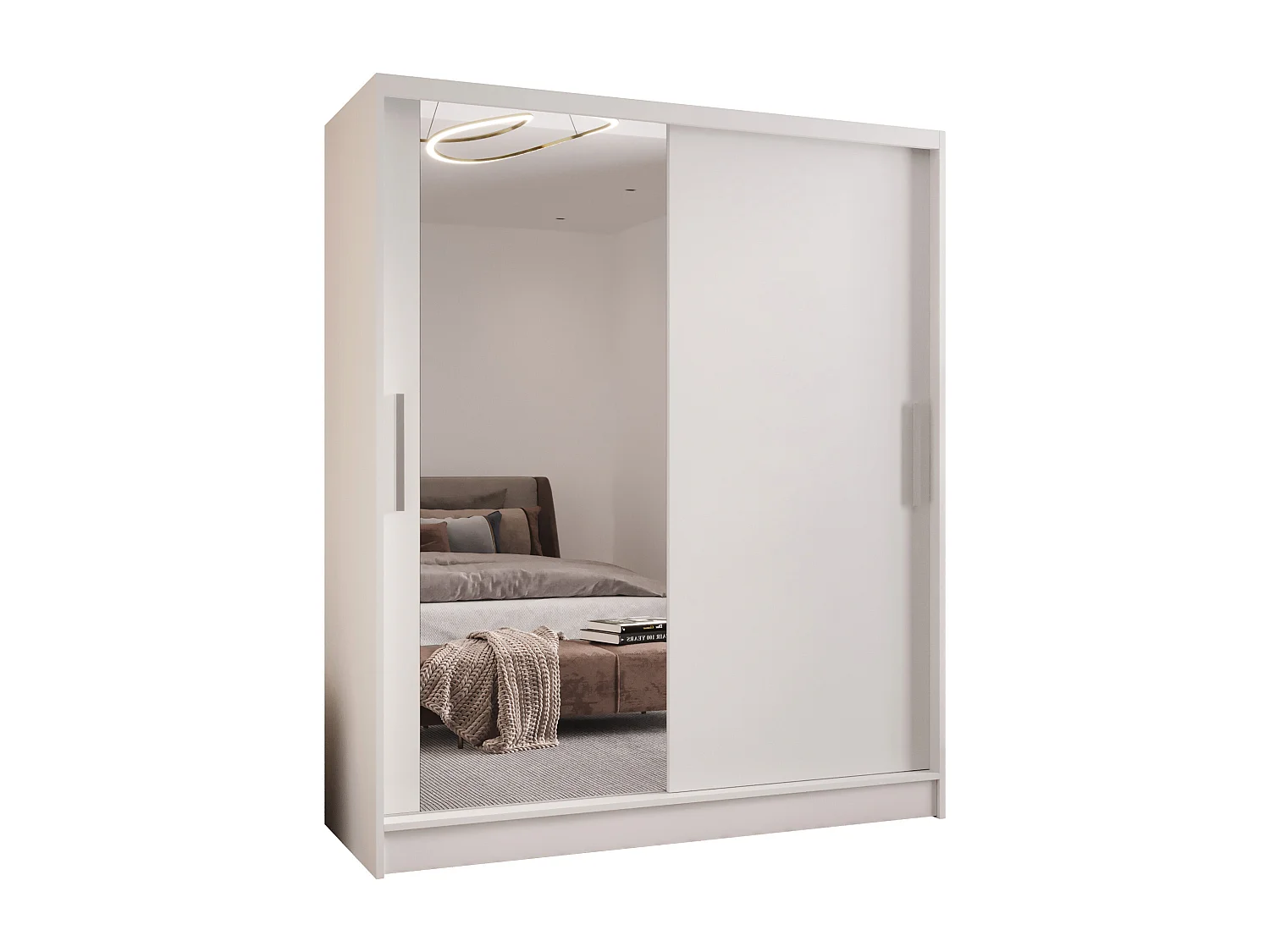 Zweitüriger Schiebeschrank mit Spiegel WIENNA W6 Weiß