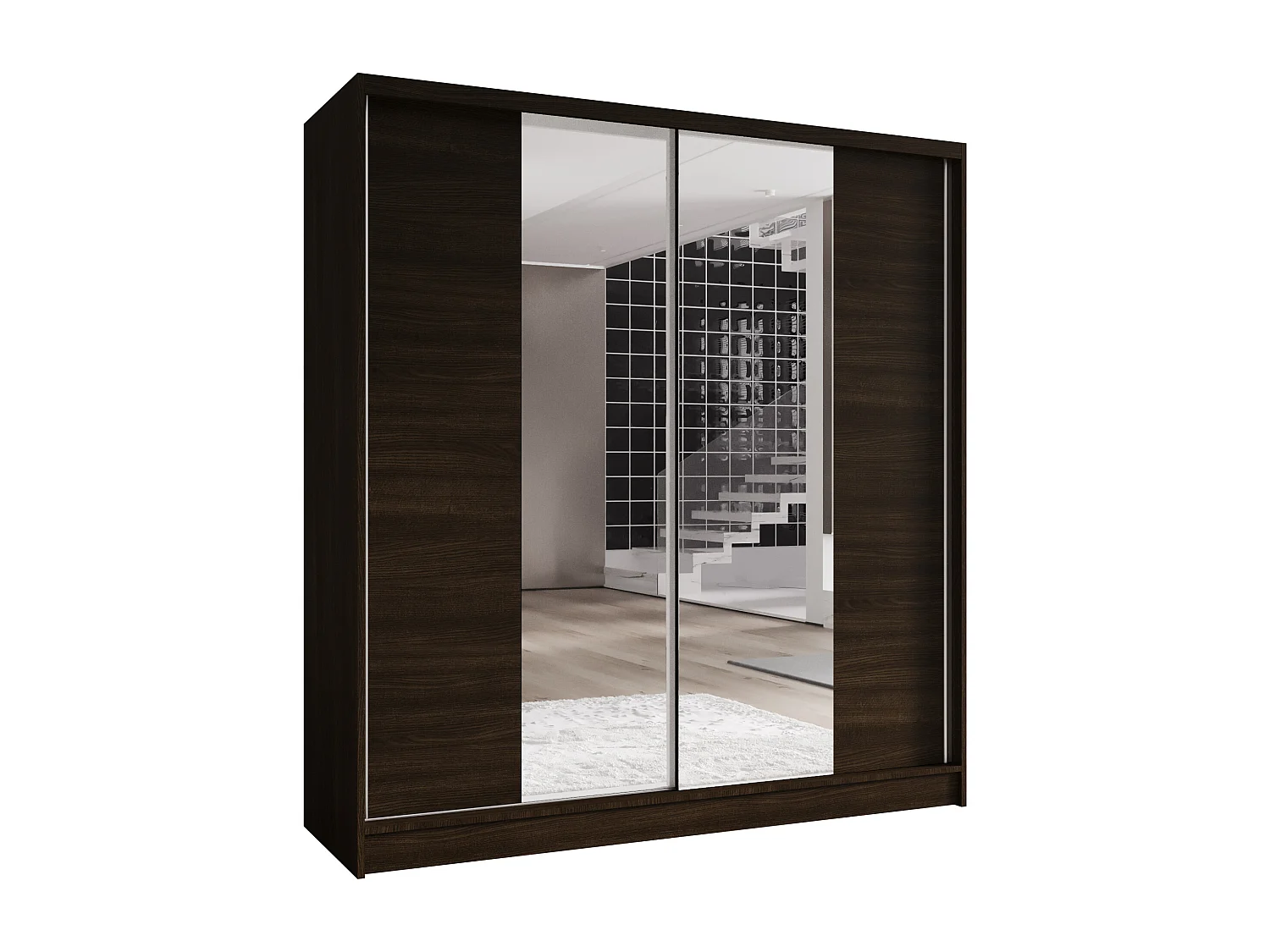 Zweitüriger Schiebeschrank mit Spiegel TORONTO T2 Choco