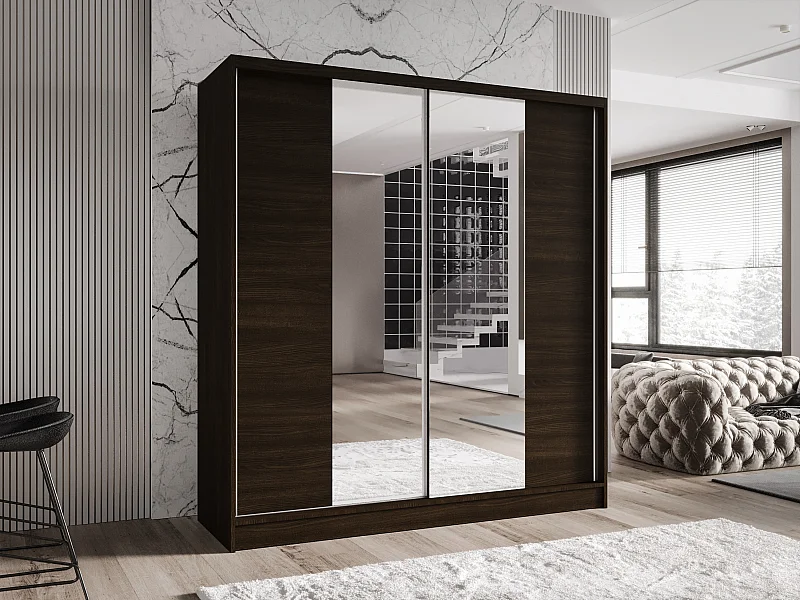 Zweitüriger Schiebeschrank mit Spiegel TORONTO T2 Choco