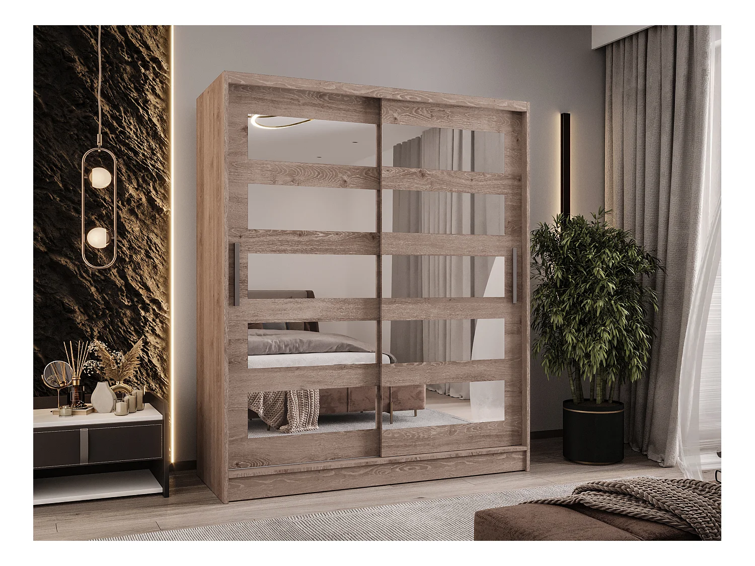 Zweitüriger Schiebeschrank mit Spiegeln WIENNA W5 Truffle