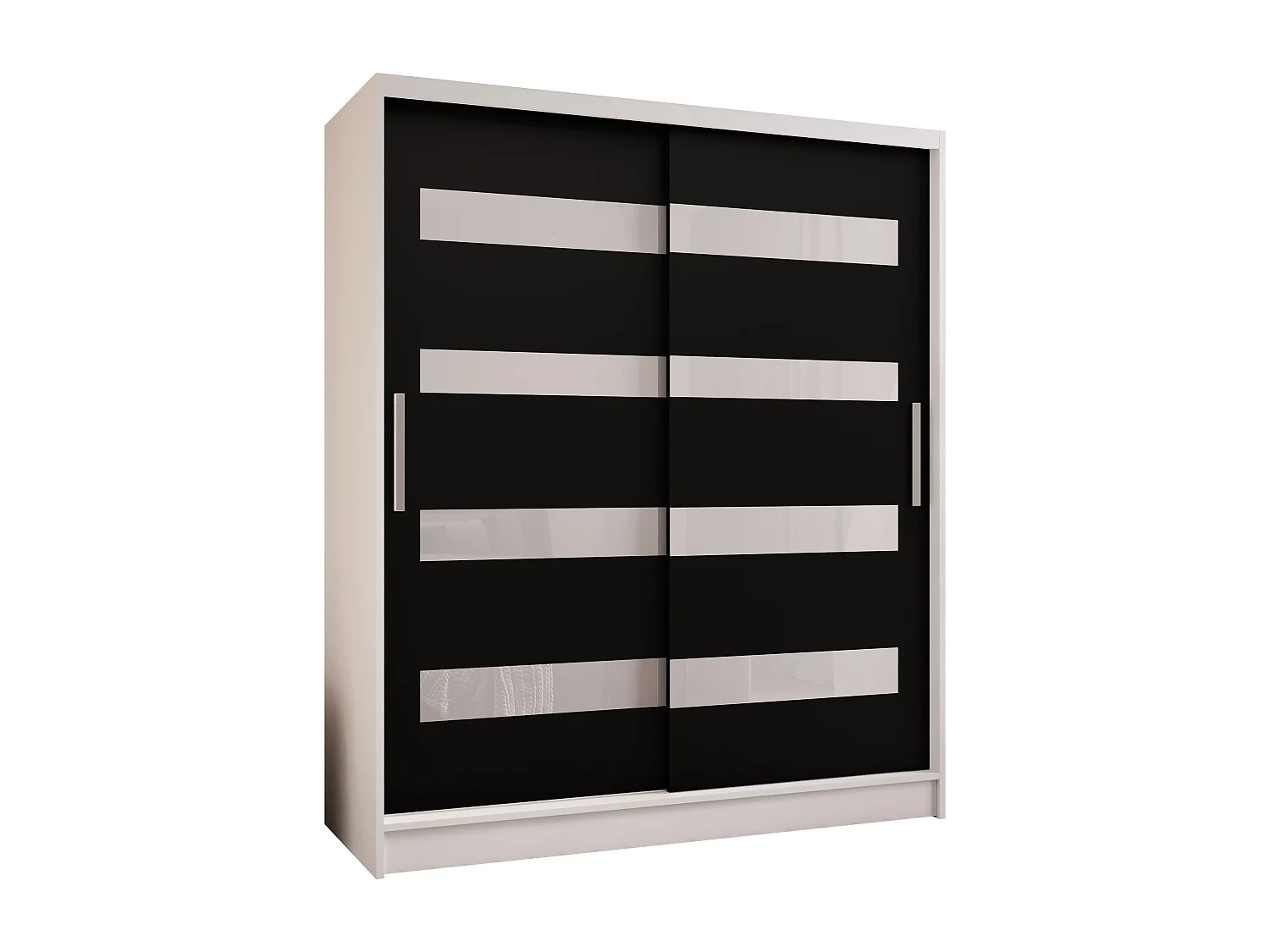 Zweitüriger Schiebeschrank WIENNA W4 Weiß/Schwarz