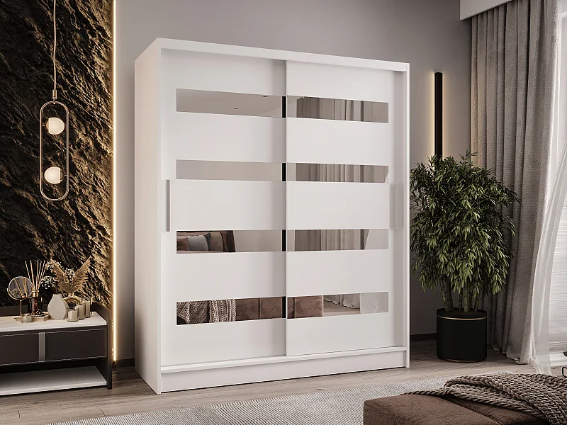 Zweitüriger Schiebeschrank mit Spiegel WIENNA W13 Weiß