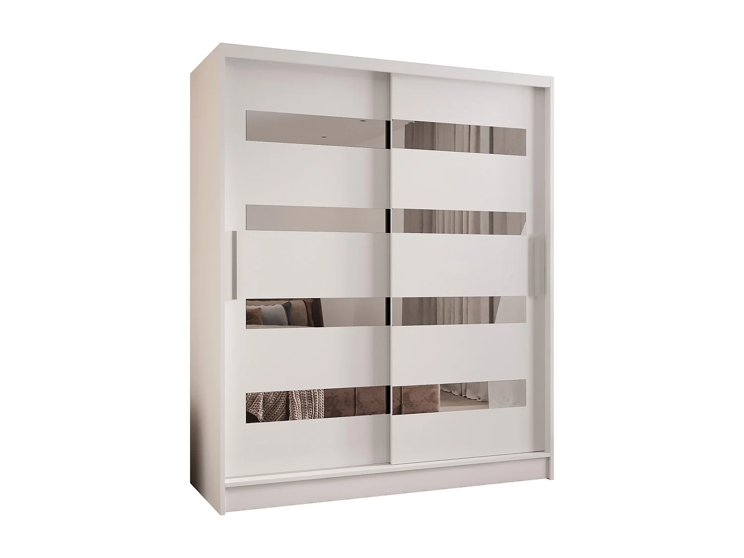 Zweitüriger Schiebeschrank mit Spiegel WIENNA W13 Weiß