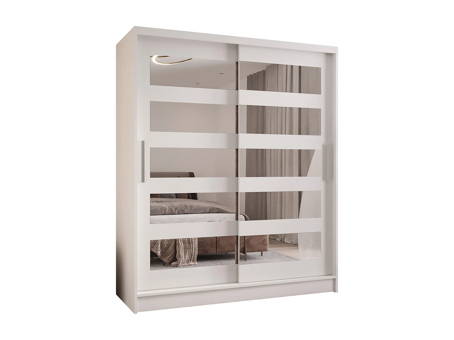 Zweitüriger Schiebeschrank mit Spiegeln WIENNA W5 Weiß