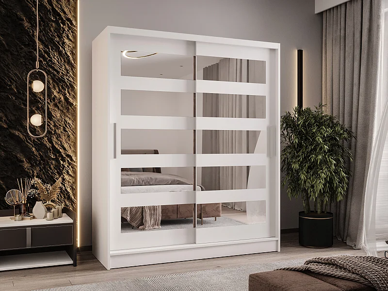 Zweitüriger Schiebeschrank mit Spiegeln WIENNA W5 Weiß