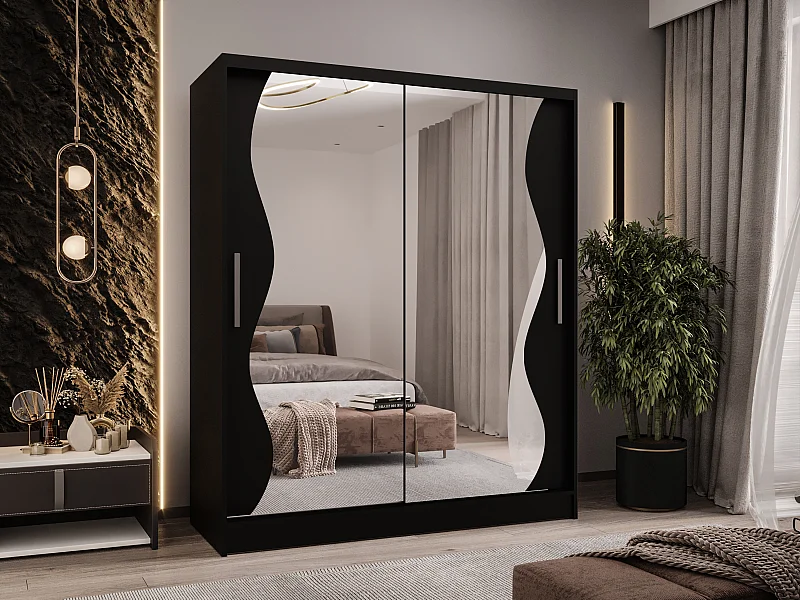 Zweitüriger Schiebeschrank mit Spiegel WIENNA WS Schwarz