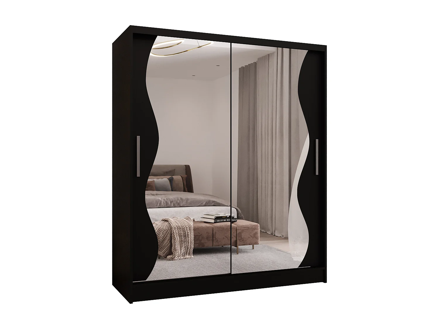 Zweitüriger Schiebeschrank mit Spiegel WIENNA WS Schwarz