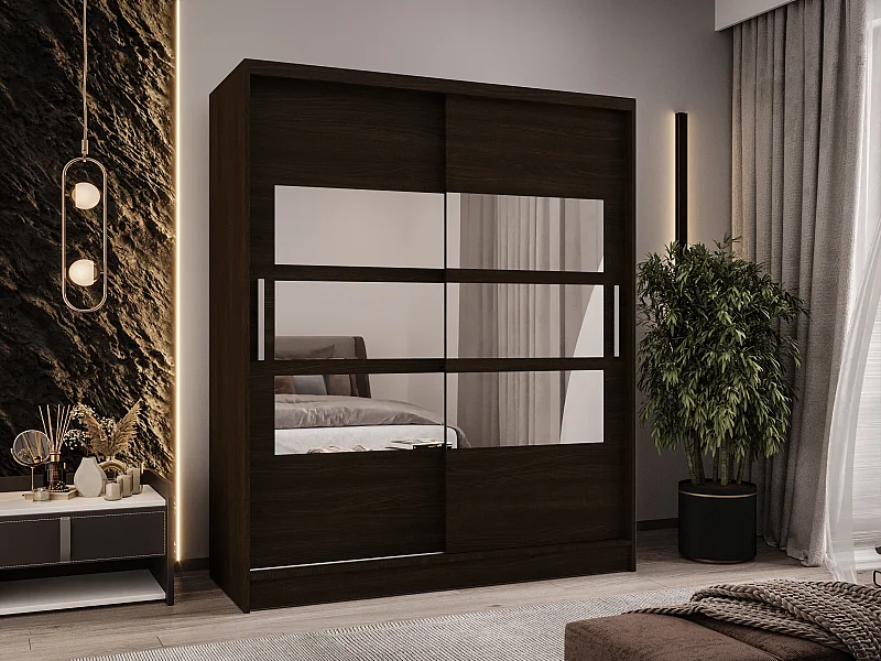 Zweitüriger Schiebeschrank mit Spiegel WIENNA W7 Choco