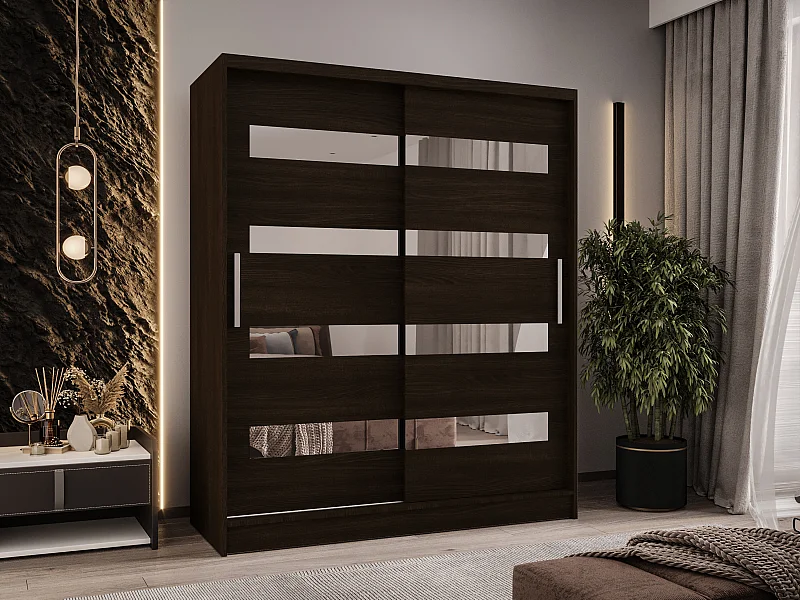 Zweitüriger Schiebeschrank mit Spiegel WIENNA W13 Choco