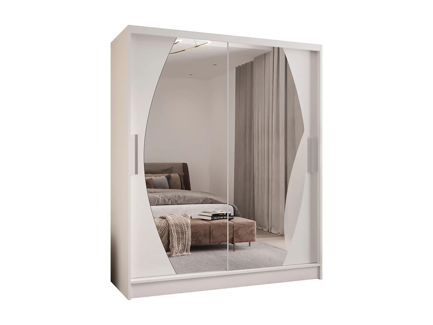 Zweitüriger Schiebeschrank mit Spiegel WIENNA W8 Weiß